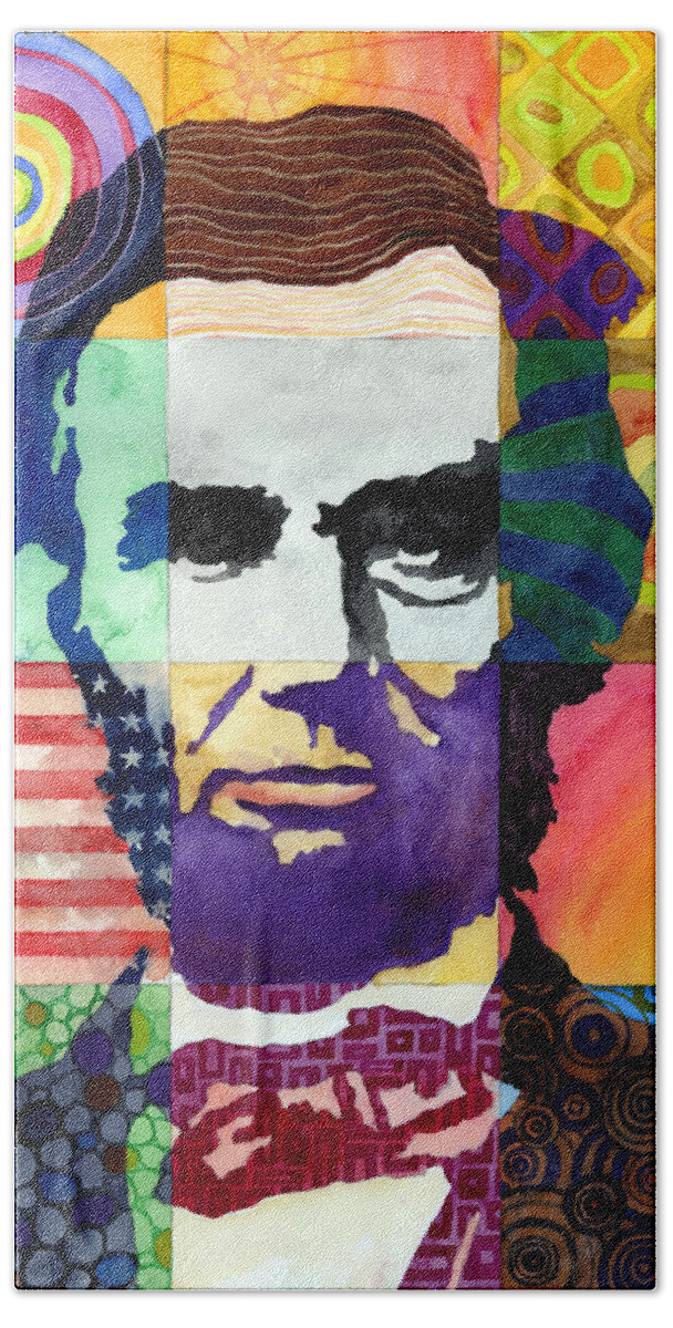Abraham Beach Towel featuring the painting Abraham Lincoln Portrait Study by Hailey E Herrera