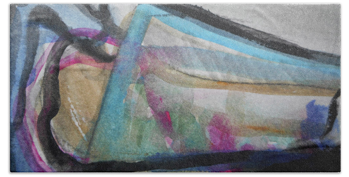 Katerina Stamatelos Beach Towel featuring the painting Abstract-24 by Katerina Stamatelos