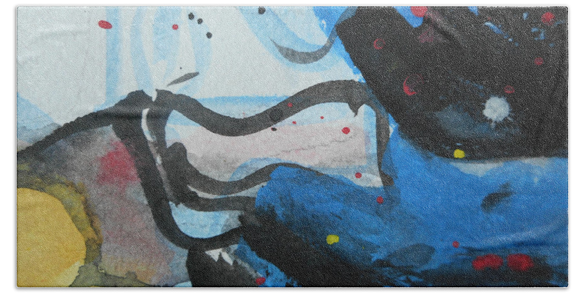 Katerina Stamatelos Beach Towel featuring the painting Abstract-26 by Katerina Stamatelos