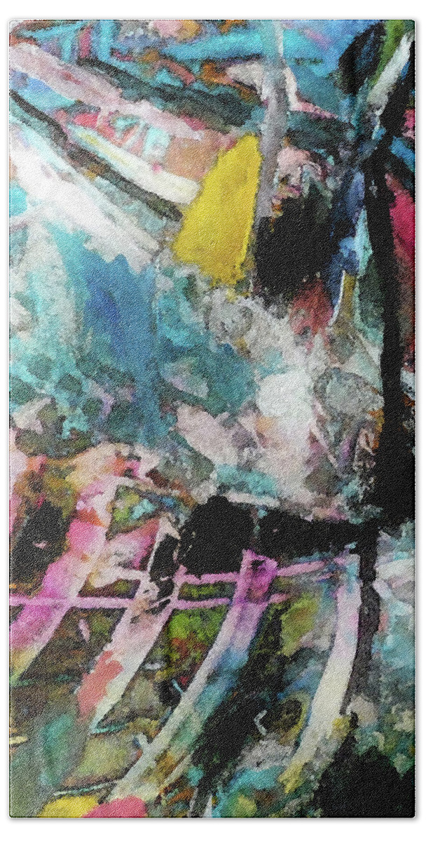 Encaustic Beach Towel featuring the painting Abstract 301 - detail by Jean Batzell Fitzgerald