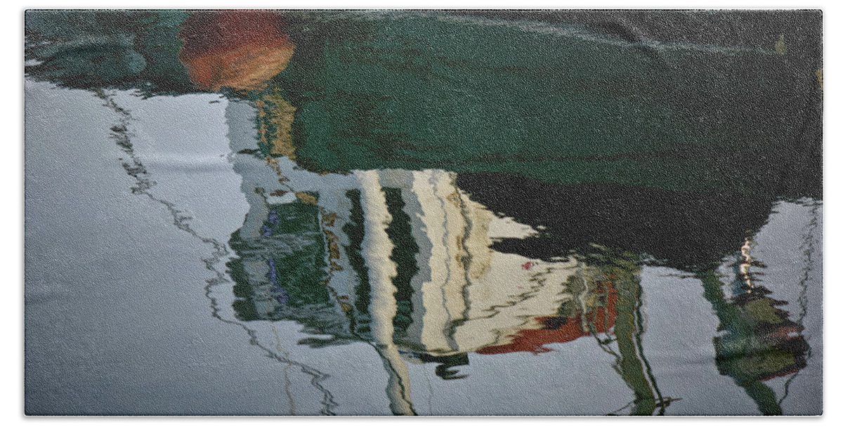 Abstract Beach Towel featuring the photograph Abstract Boat Reflection II by David Gordon