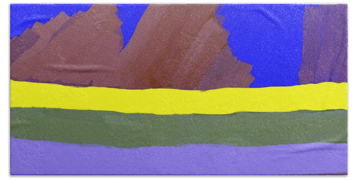 Digital Painting Beach Towel featuring the digital art Abstract Digital Mountains by Marsha Heiken