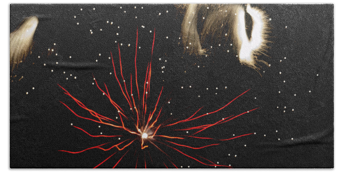 Fireworks Beach Towel featuring the photograph Abstract Fireworks iii by Helen Jackson