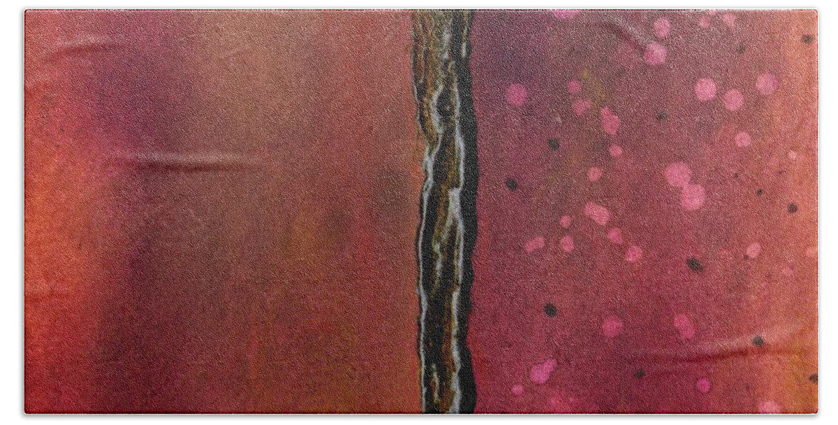 Abstract Art Beach Towel featuring the painting Abstract in Rose and Copper by Desiree Paquette
