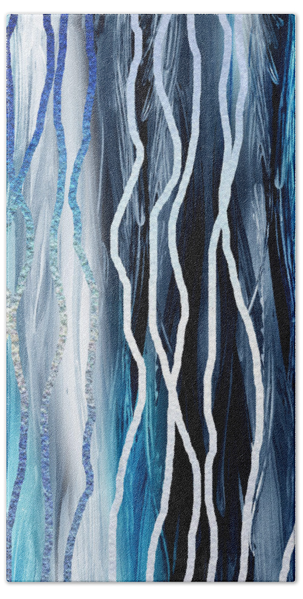 Abstract Line Beach Towel featuring the painting Abstract Lines In Blue by Irina Sztukowski