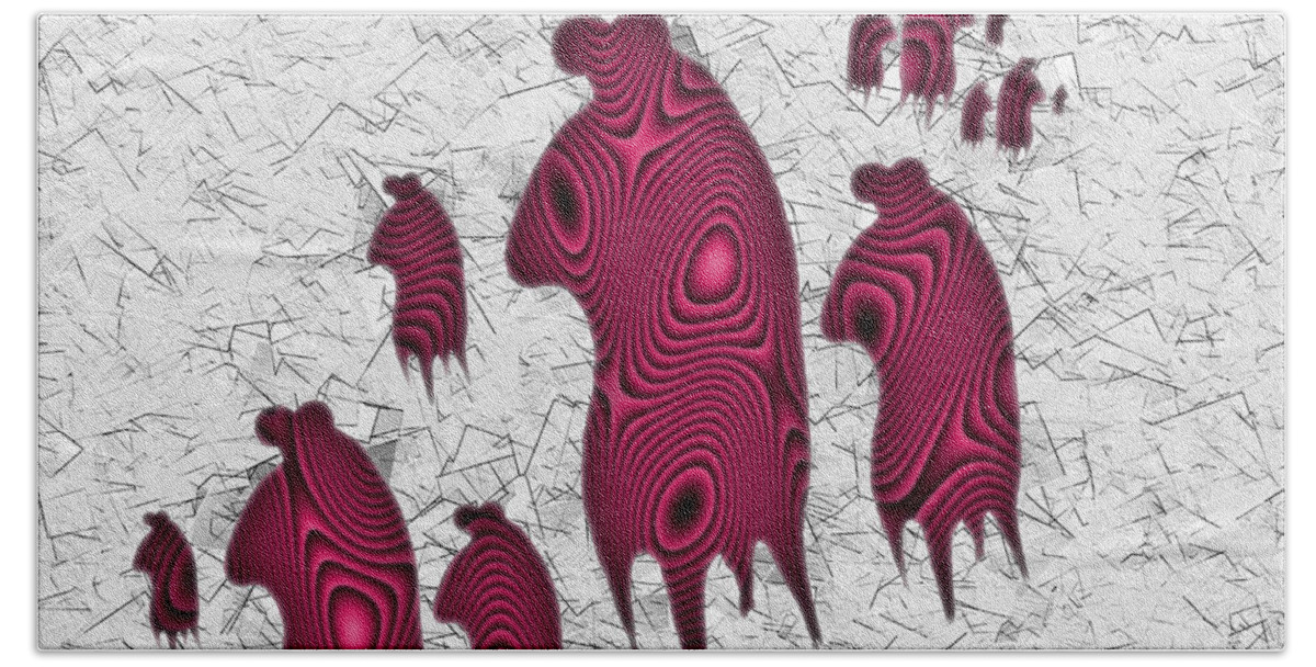 Monster Beach Sheet featuring the digital art Abstract Monster Cut-out Series - Red Rally by Uncle J's Monsters