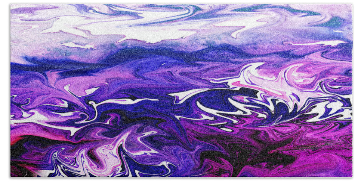 Abstract Ocean Collection Beach Towel featuring the painting Abstract Ocean Fantasy Three by Irina Sztukowski