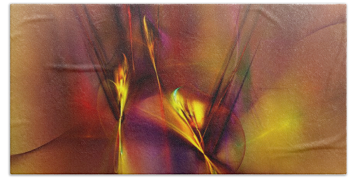Fine Art Beach Sheet featuring the digital art Abstracts Gold and Red 060512 by David Lane
