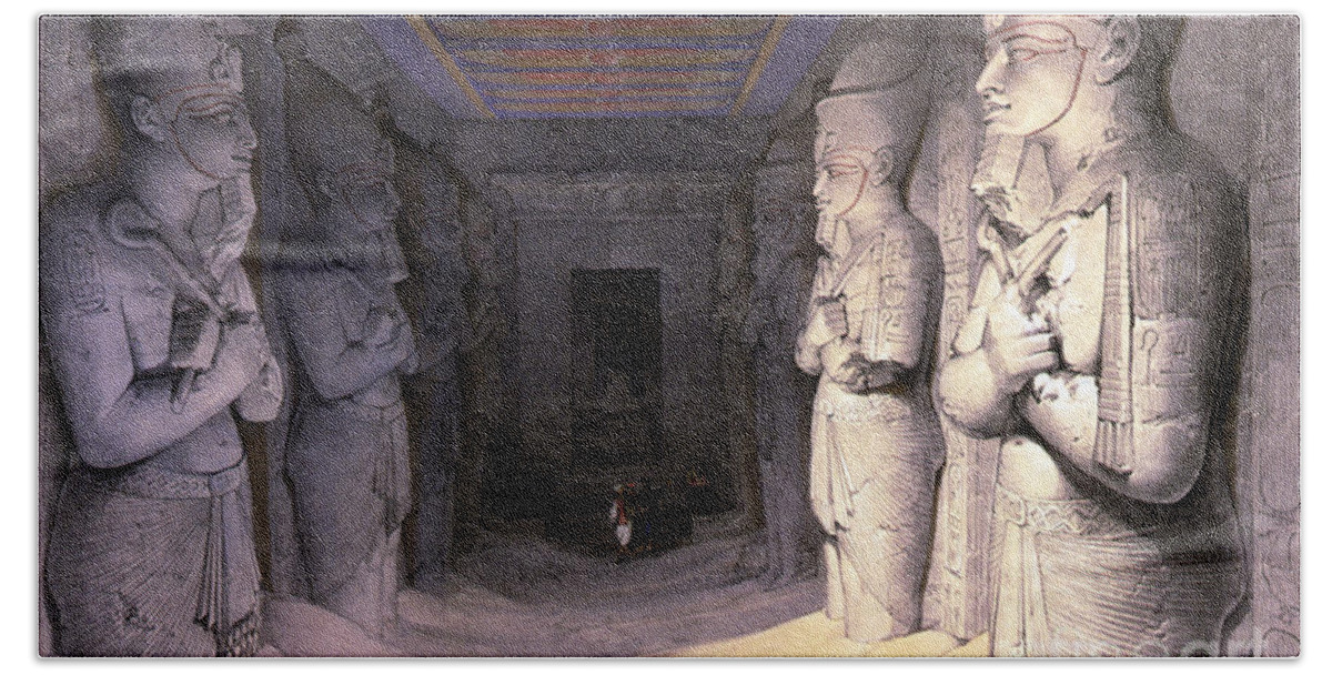 Science Beach Towel featuring the photograph Abu Simbel Temple, 1838 by Science Source