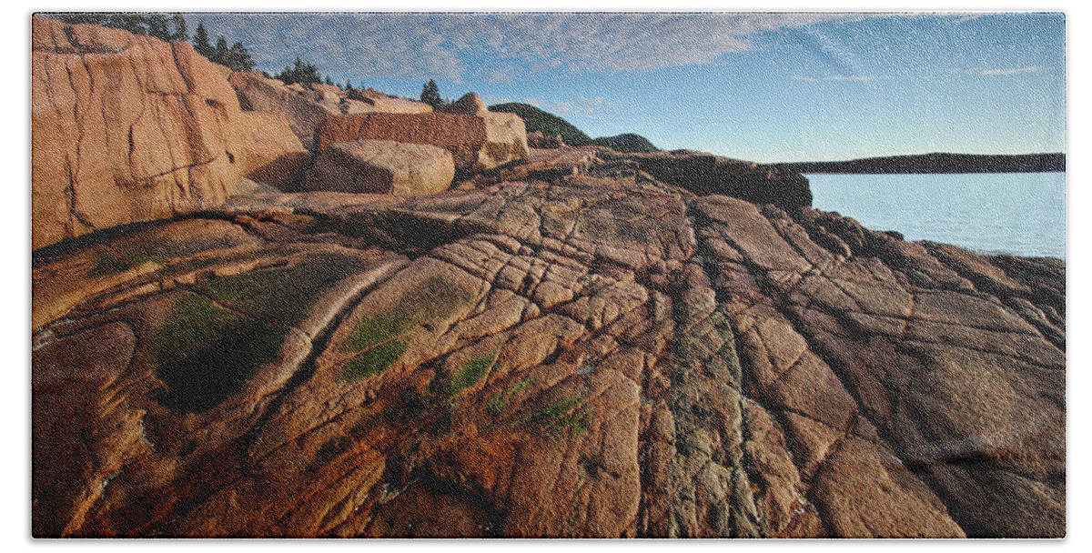 Acadia Beach Sheet featuring the photograph Acadia Rocks by Neil Shapiro