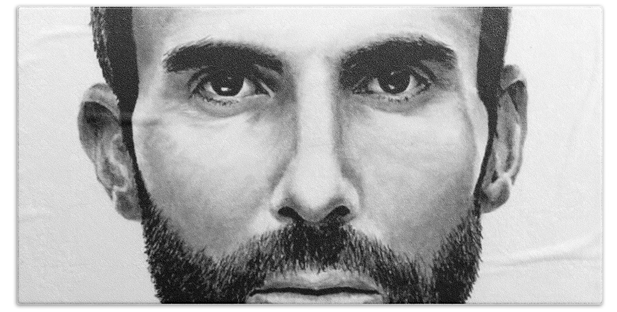Adam Levine Beach Towel featuring the drawing Adam Levine by Rick Fortson