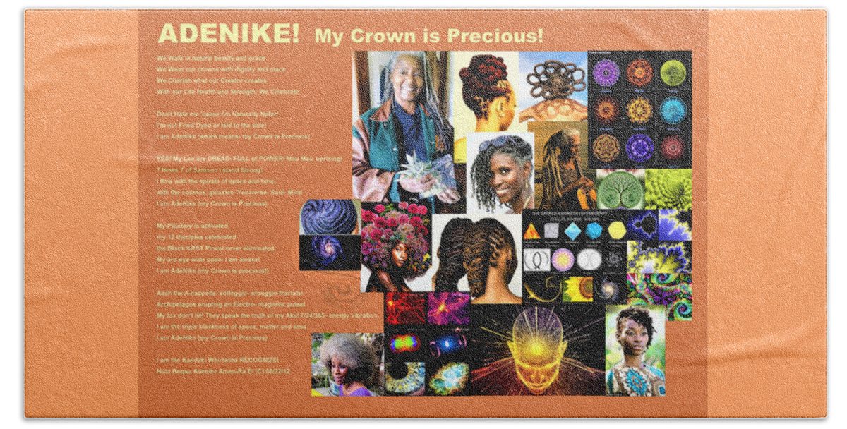 My Crown Is Precious Beach Sheet featuring the digital art ADENIKE My Crown Is Precious by Adenike AmenRa