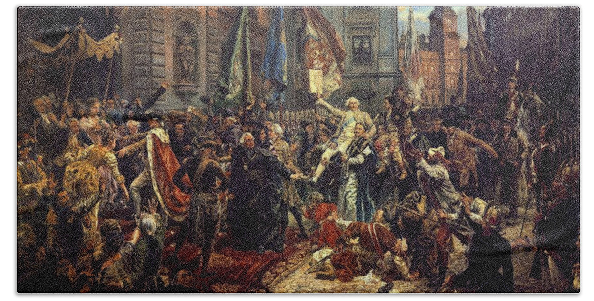 Polish Beach Towel featuring the painting Adoption of the 1791 Polish Constitution by Jan Matejko