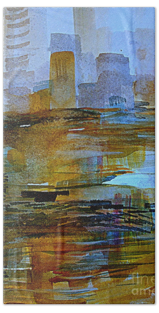 Abstract Landscape Painting Beach Towel featuring the painting Adrift by Nancy Kane Chapman