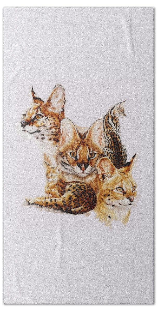 Serval Beach Sheet featuring the drawing Adroit by Barbara Keith