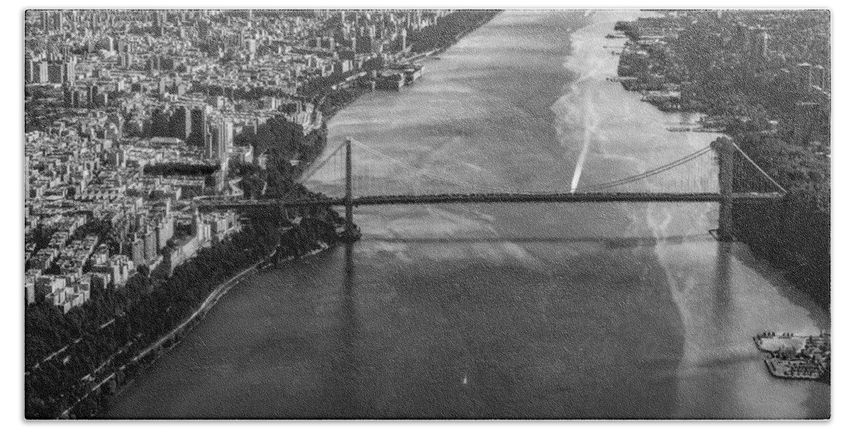Aerial View Beach Towel featuring the photograph Aerial View Of The GW Bridge by Susan Candelario