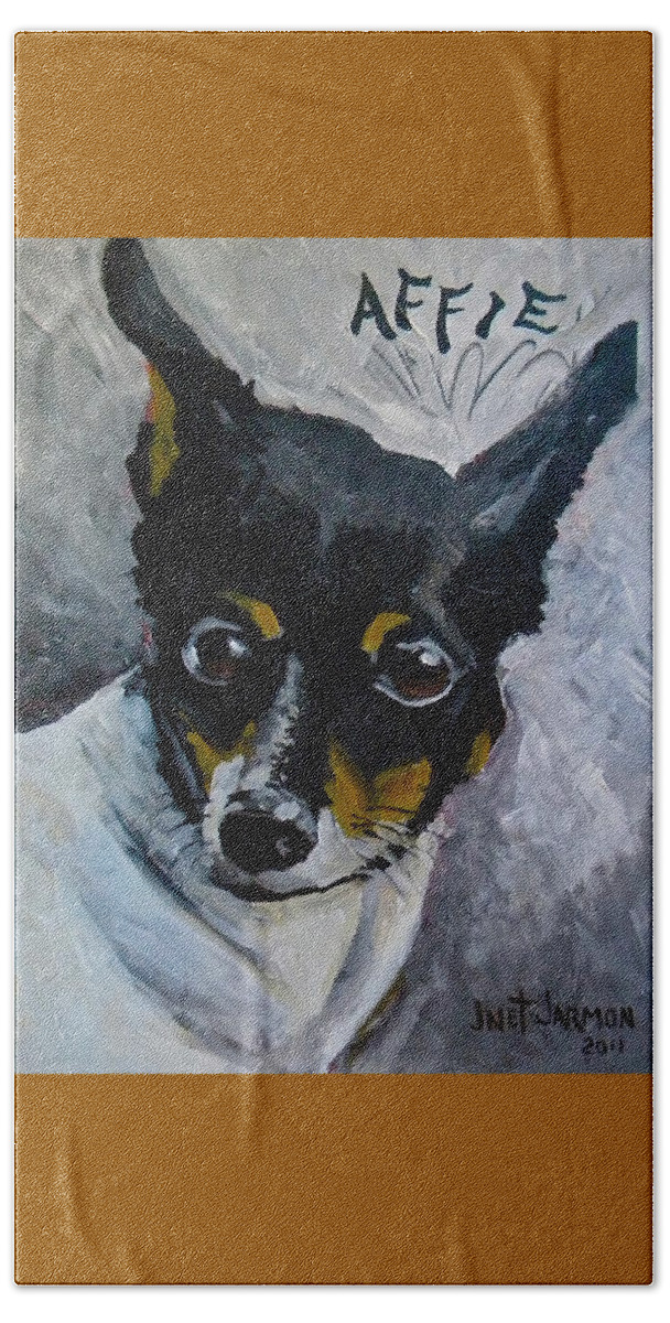 Dog Beach Towel featuring the painting Affie by Jeanette Jarmon