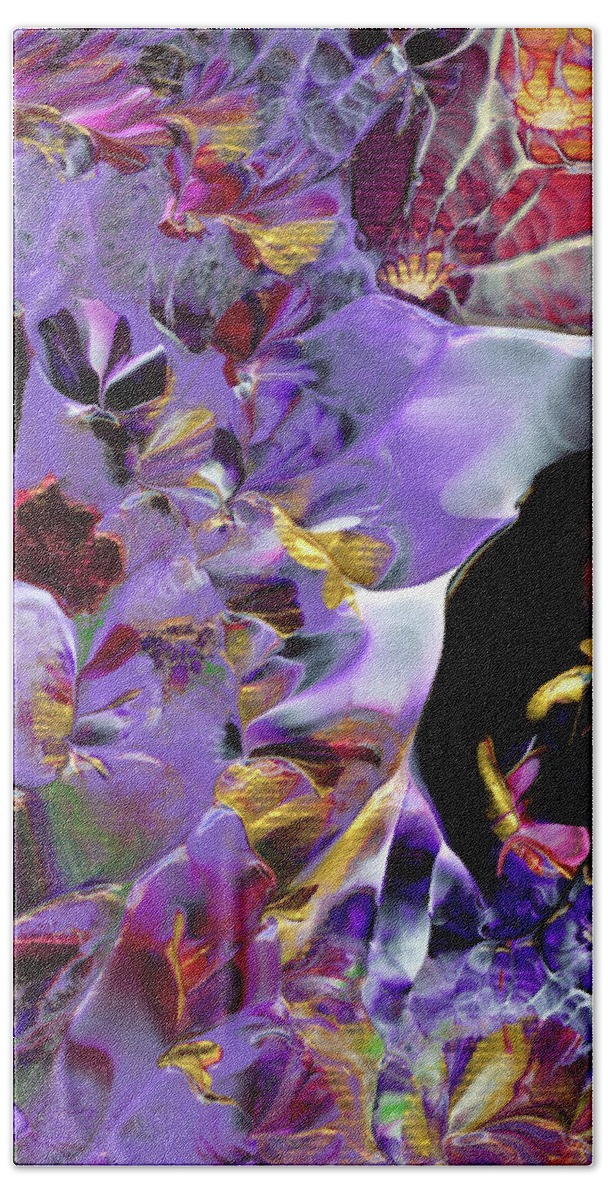Fantasy Beach Sheet featuring the painting African Violet Awake #2 by Nan Bilden
