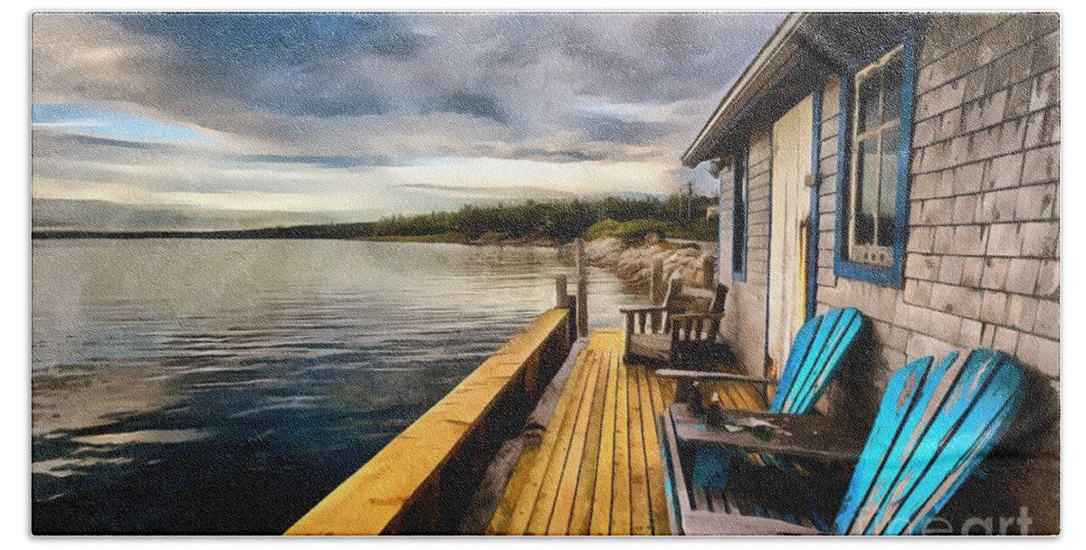 Fisherman's Hut Beach Sheet featuring the digital art After Sunset by Eva Lechner