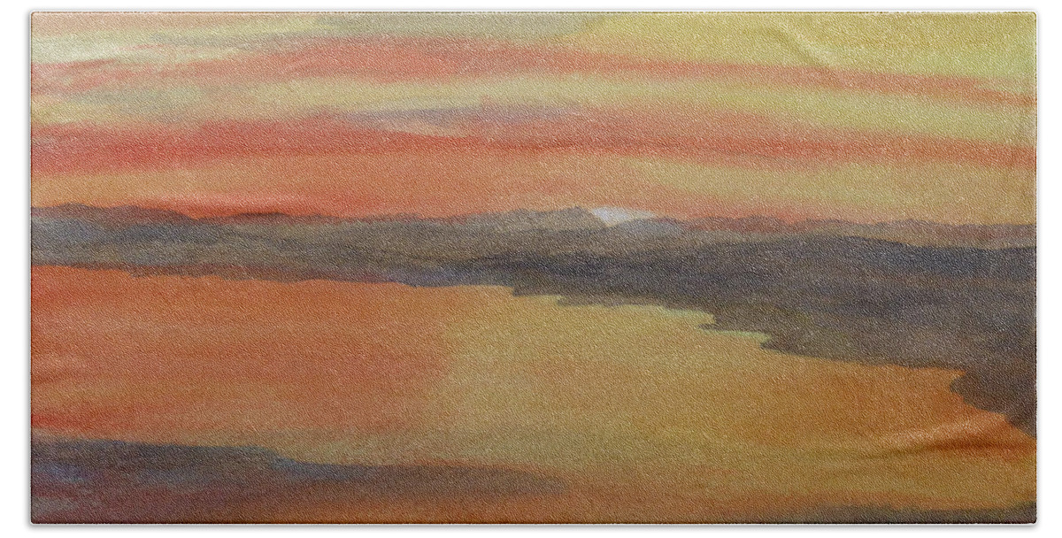 Cherokee Lake Beach Towel featuring the painting Afterglow by Joel Deutsch