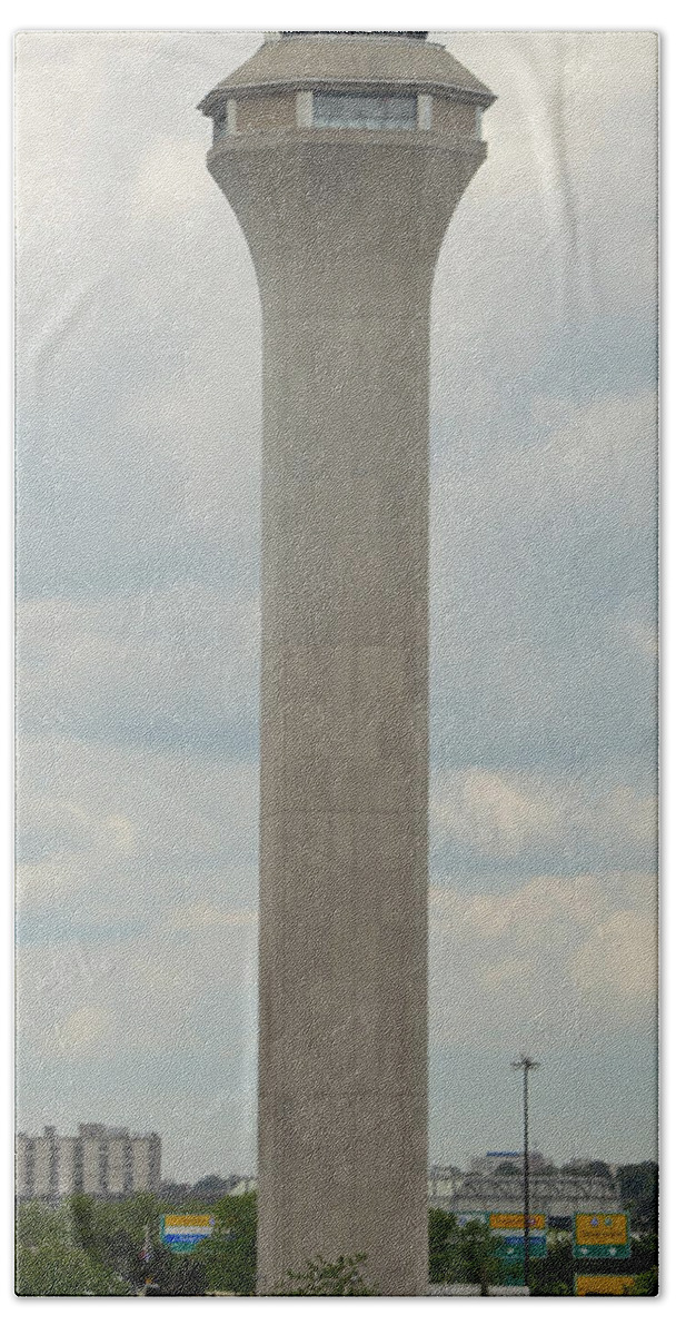 Airport Beach Towel featuring the photograph Air Traffic Control Tower at Newark Liberty International Airport by David Oppenheimer