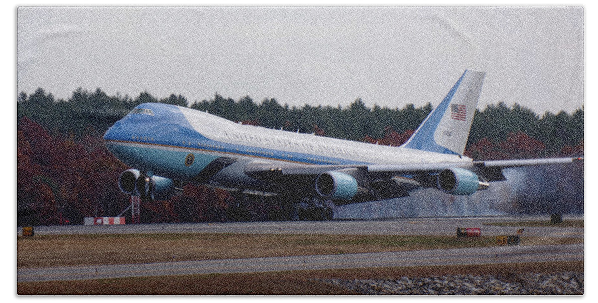 Airplane Beach Towel featuring the photograph AirForce One by Brooke Bowdren