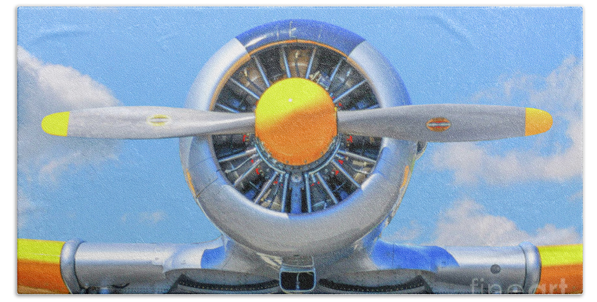 Airplane Beach Towel featuring the photograph Airplane Engine Front View by Randy Steele