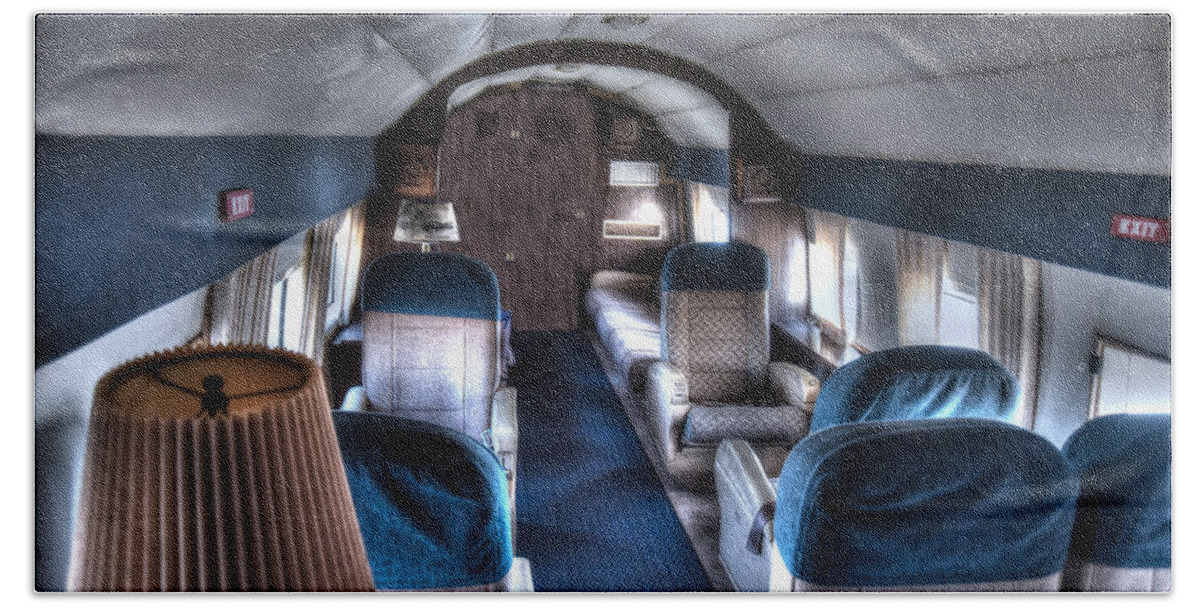 Beech Model 18 Beach Towel featuring the photograph Airplane Interior by Richard Gehlbach