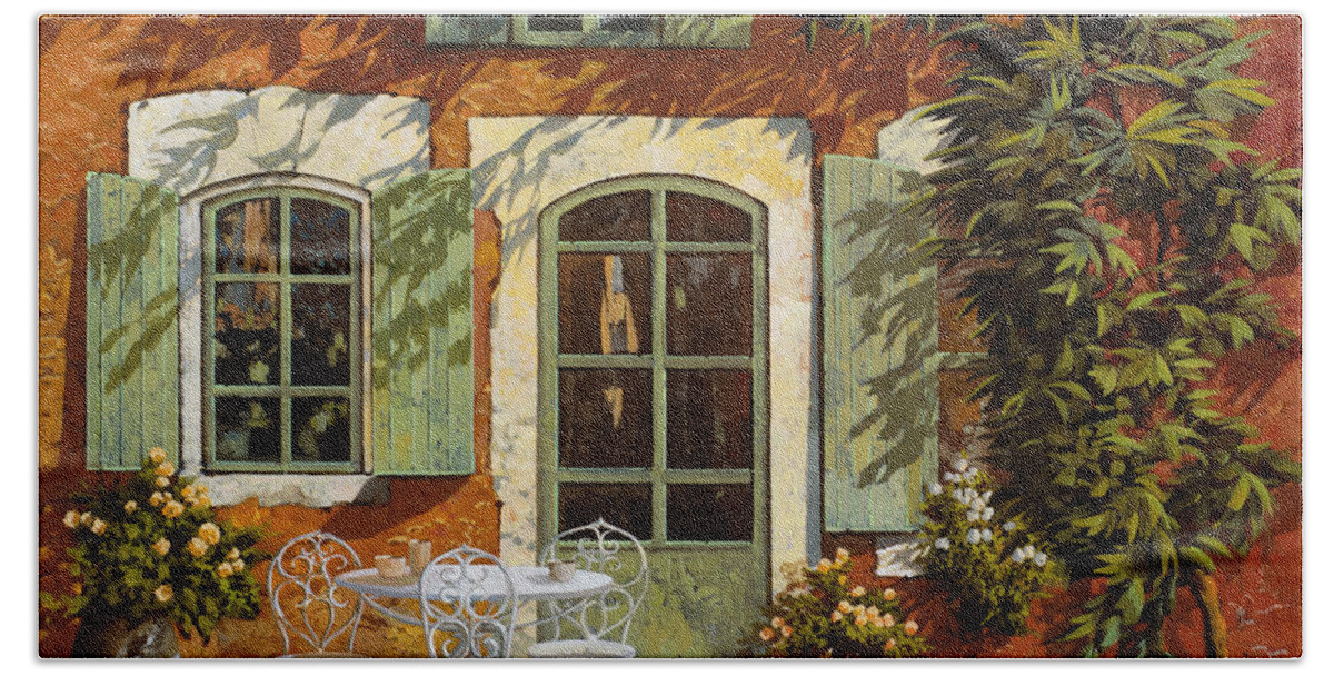 Landscape Beach Towel featuring the painting Al Fresco In Cortile by Guido Borelli