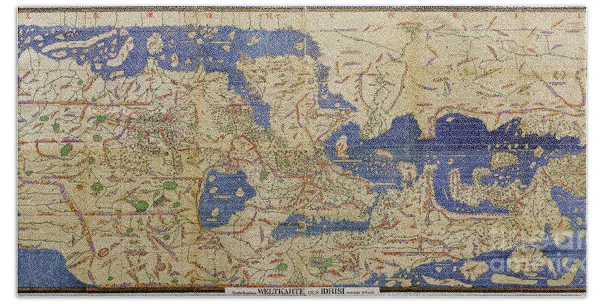 Al Idrisi World Map 1154 Beach Sheet For Sale By Spl And Photo