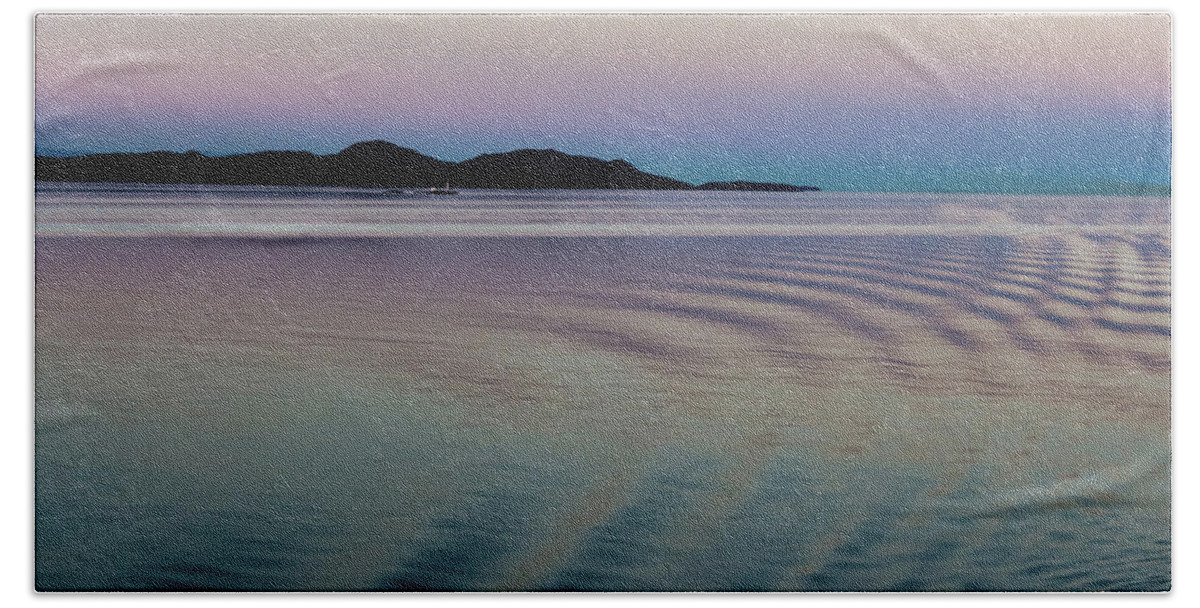 Water Beach Towel featuring the photograph Alaskan Sunset at Sea by Ed Clark