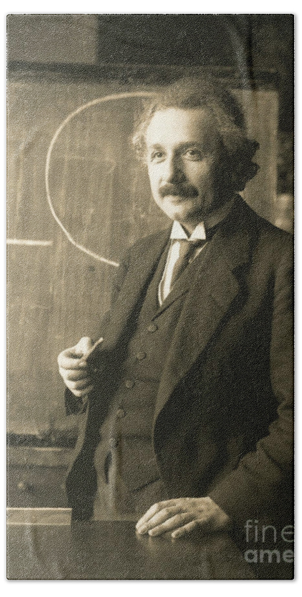 Science Beach Towel featuring the photograph Albert Einstein, Lecturing In Vienna by Science Source
