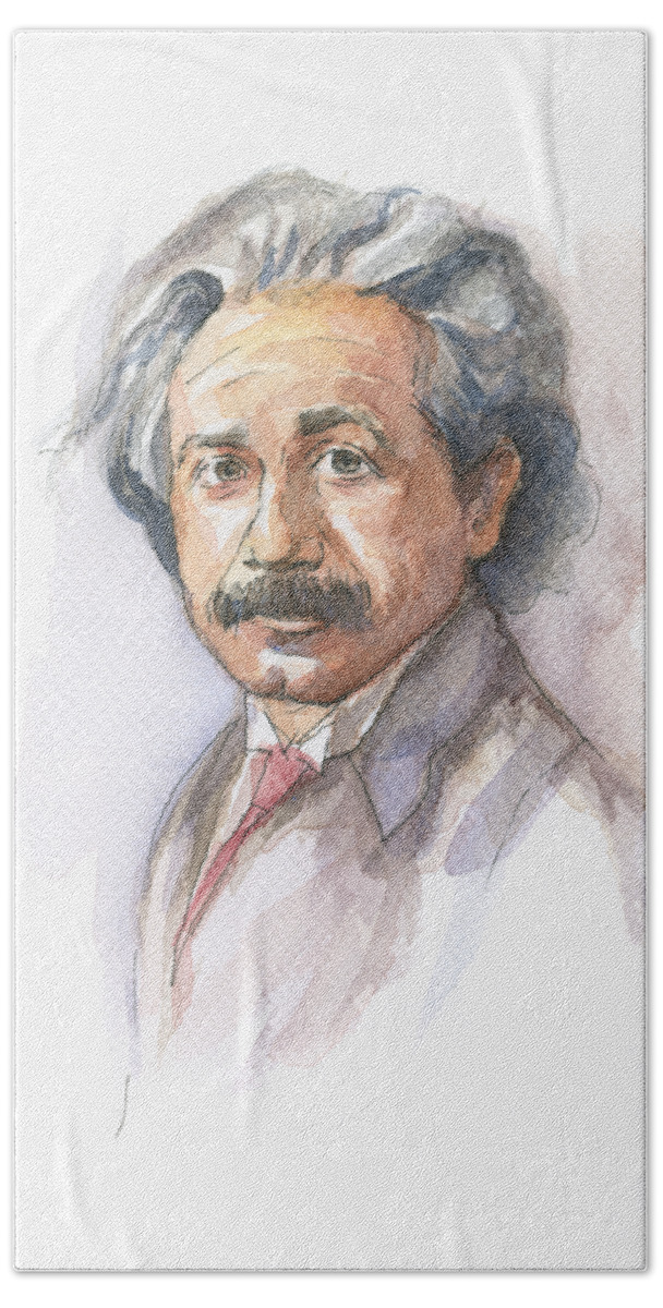 Albert Einstein Beach Towel featuring the painting Albert Einstein by Olga Shvartsur