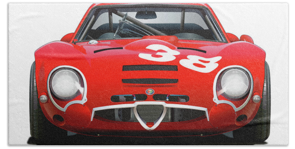 Alfa Romeo Giulia Tz2 Illustration Beach Towel featuring the drawing Alfa Romeo Giulia TZ2 by Alain Jamar