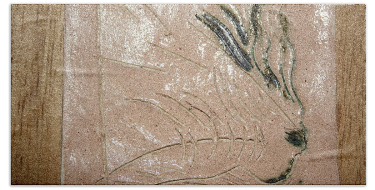 Jesus Beach Towel featuring the ceramic art Alight - tile by Gloria Ssali