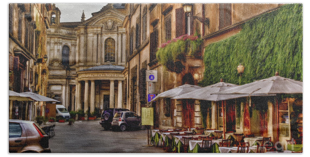 Alley Rome Beach Towel featuring the painting Alley Rome by Gull G