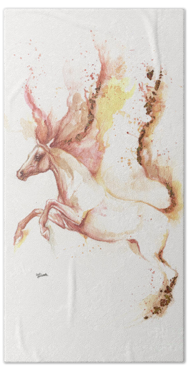 Horse Beach Towel featuring the painting Almost Like An Unicorn 1 by Ang El