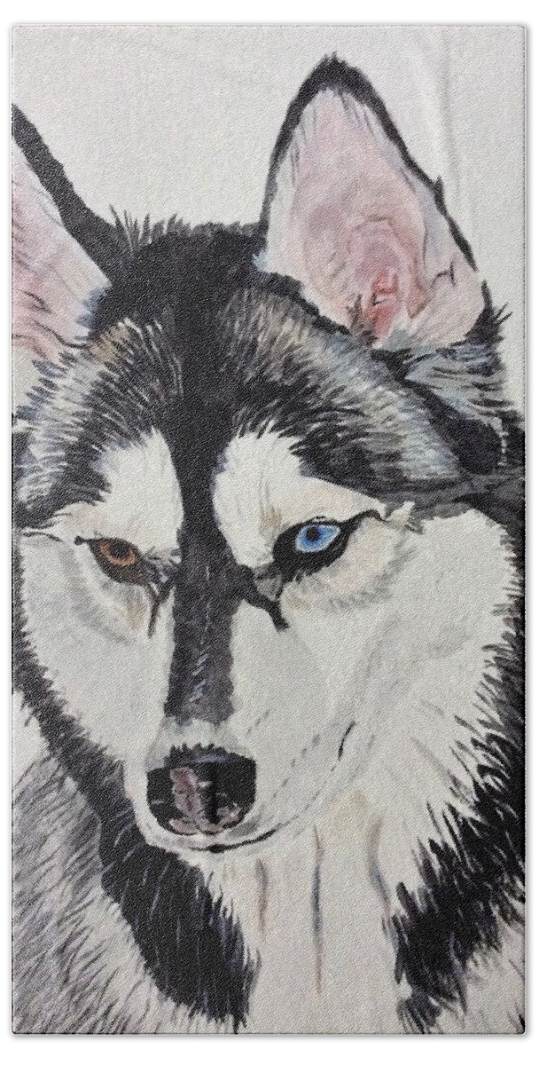 Husky Beach Sheet featuring the painting Almost Wild by Sonja Jones