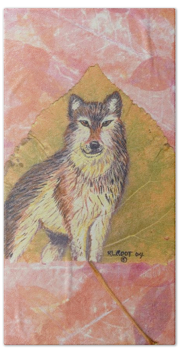 Leaf Beach Towel featuring the painting Alpha Male on Natural Leaf by Ralph Root
