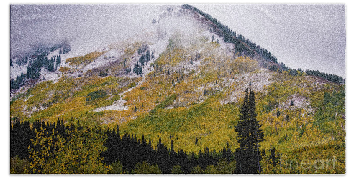 Utah Beach Sheet featuring the photograph Alpine Loop Autumn Storm - Wasatch Mountains by Gary Whitton