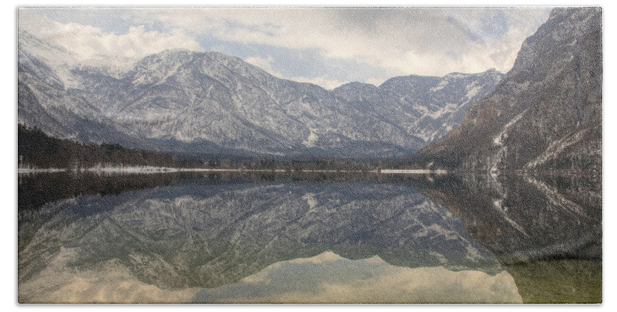 Mountains Beach Towel featuring the photograph Alpine reflections by Ian Middleton