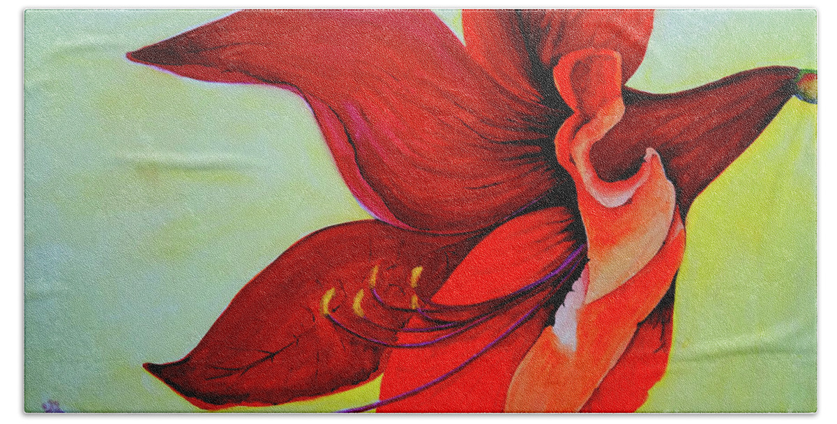 Amaryllis Beach Sheet featuring the painting Amaryllis Blossom by Rachel Lowry