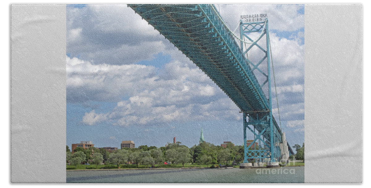 Canada Beach Towel featuring the photograph Ambassador Bridge - Windsor Approach by Ann Horn
