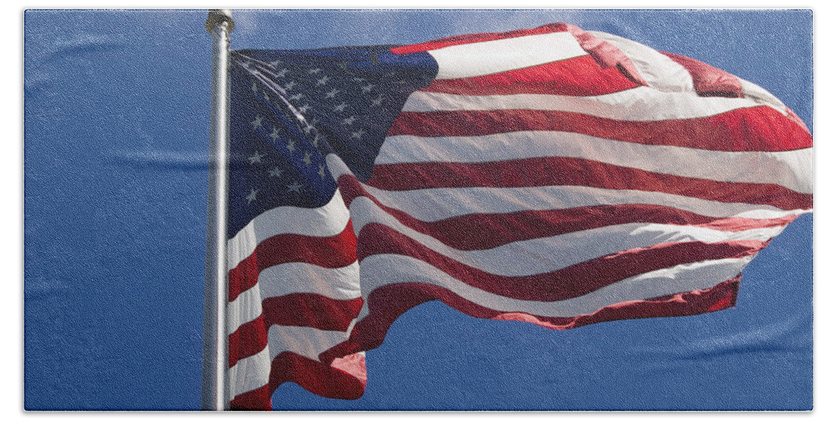 American Flag Beach Towel featuring the photograph American Flag by Tara Lynn