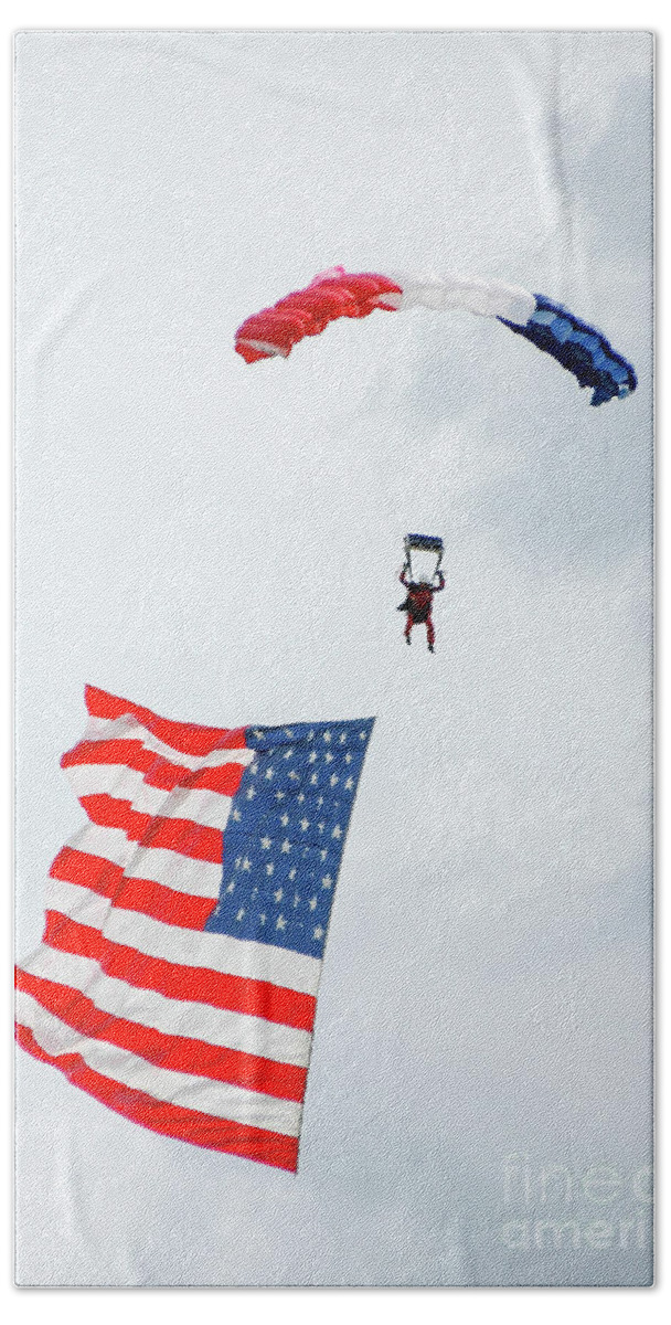 Parachute Beach Towel featuring the photograph American Flyer by Paul Quinn