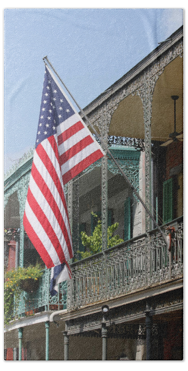 American Flag Beach Towel featuring the photograph American French Quarter by Lauri Novak