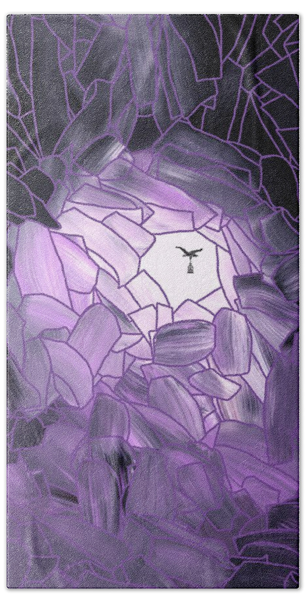 Amethyst Beach Towel featuring the painting Amethyst Cave by Barbara St Jean