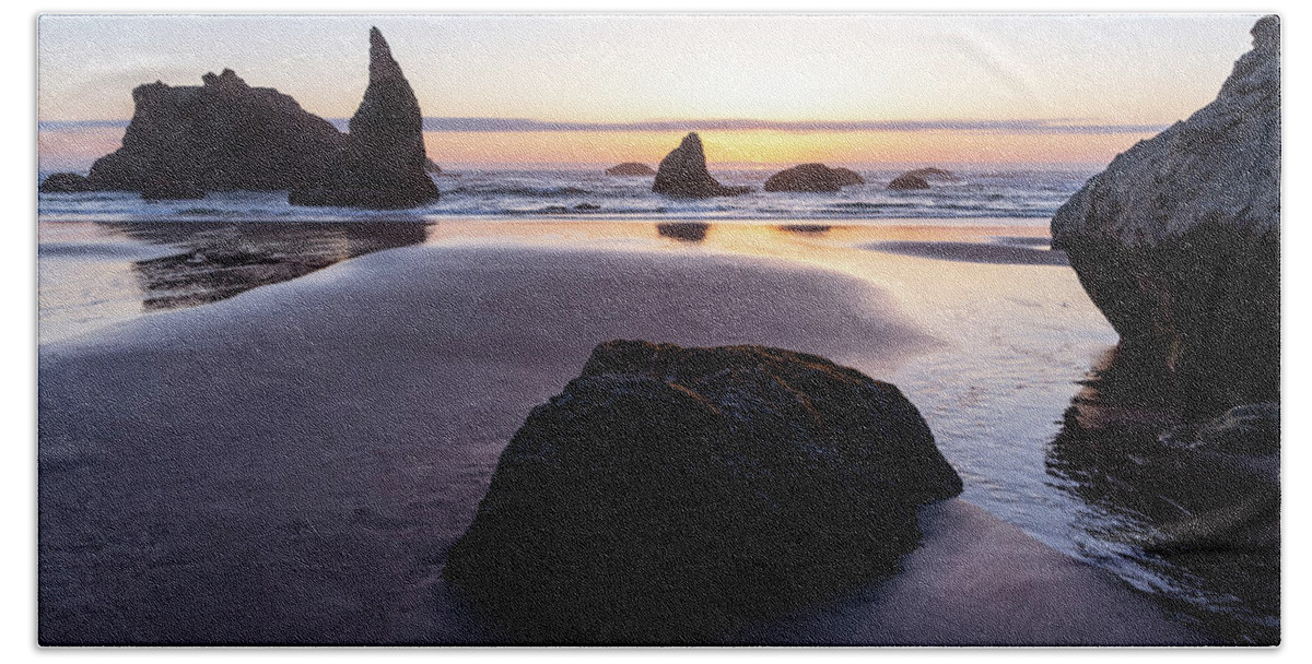 Beach Beach Towel featuring the photograph Among Stacks by Steven Clark