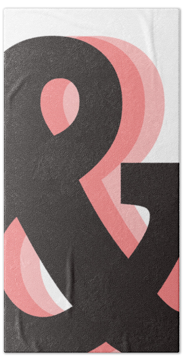 & Beach Towel featuring the mixed media Ampersand - And Symbol 2 - Minimalist Print by Studio Grafiikka