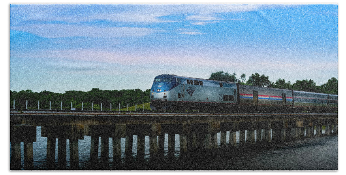 Amtrak Beach Towel featuring the photograph Amtrak No 25 by Marvin Spates